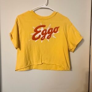 Retro Kellogg's Eggo Waffles Women's Yellow Crop T-shirt Sz M